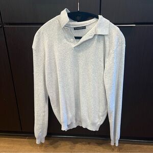Brandy Melville Grey Knitted Polo Sweatshirt